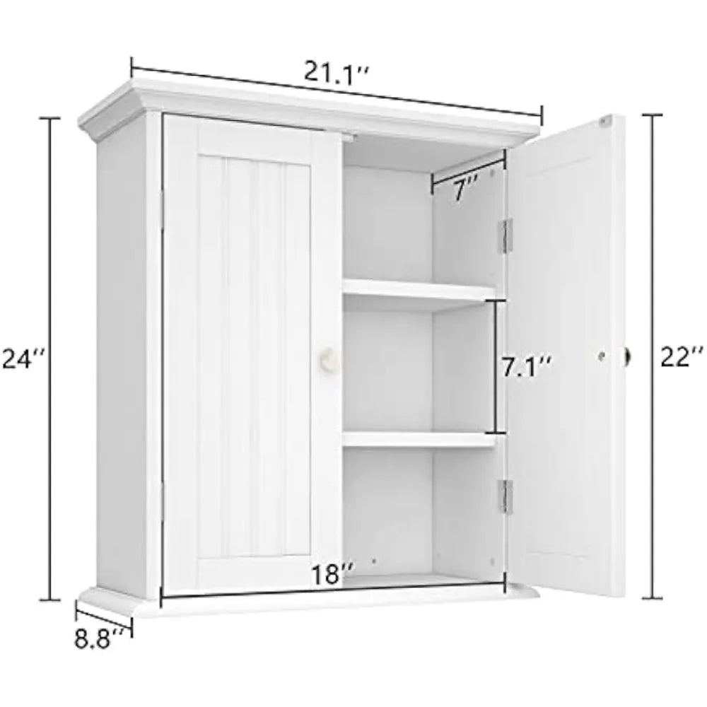 Bathroom Wall Cabinet with 2 Door and Adjustable Shelves