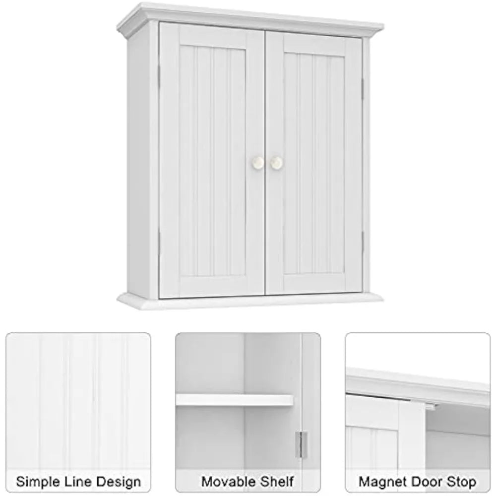 Bathroom Wall Cabinet with 2 Door and Adjustable Shelves