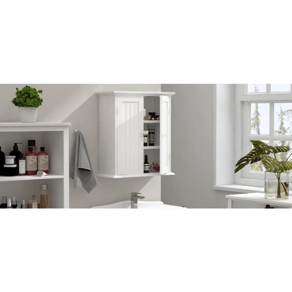 Bathroom Wall Cabinet with 2 Door and Adjustable Shelves