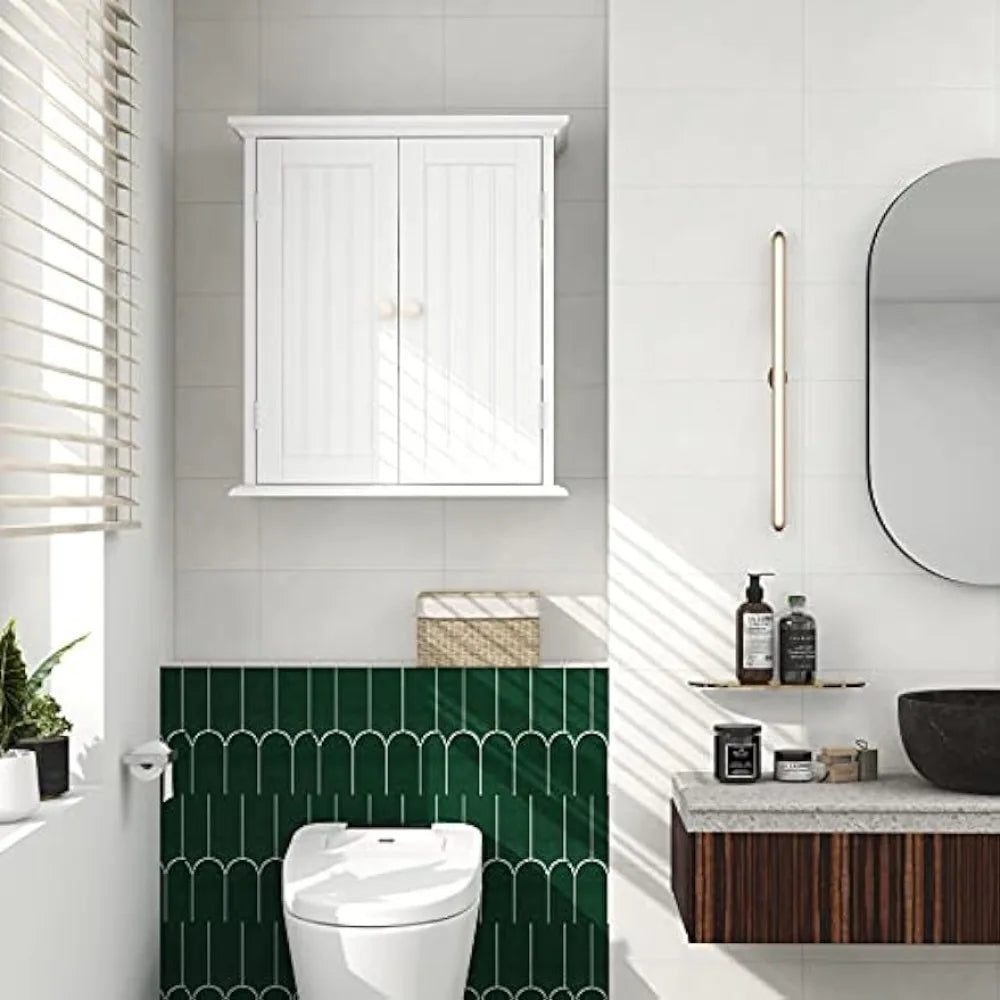 Bathroom Wall Cabinet with 2 Door and Adjustable Shelves