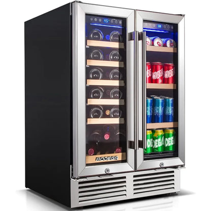 Wine and Beverage 24 Inch Dual Zone Wine Cooler Refrigerator