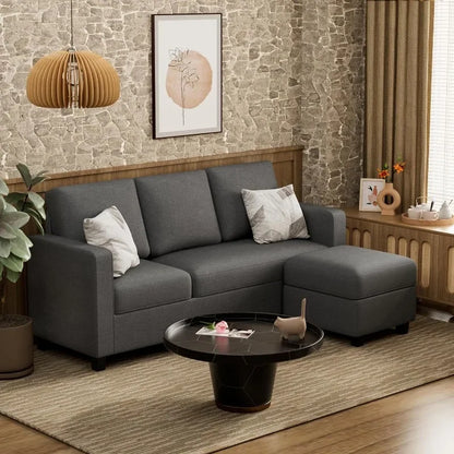 L-Shaped Sofa Couch with Reversible Chaise