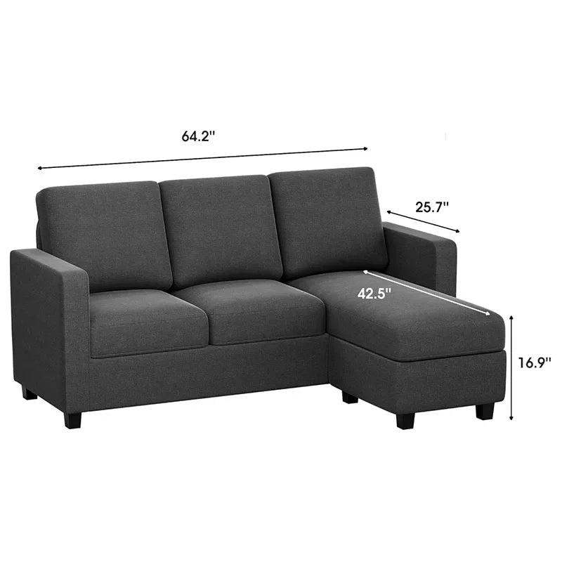 L-Shaped Sofa Couch with Reversible Chaise