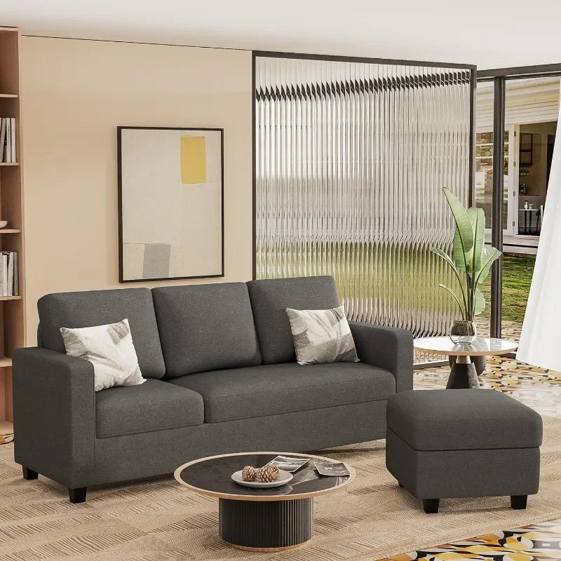 L-Shaped Sofa Couch with Reversible Chaise